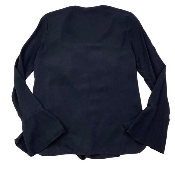 YIGAL AZROUËL Silk V-Neck Blouse Ruffle Lace Up 4 - Picture 3 of 6